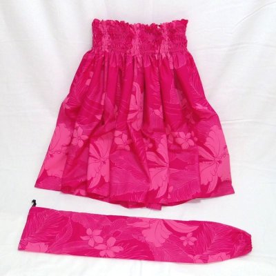 画像1: シングルパウスカート オーキッド柄 スカート丈７２cm ピンク