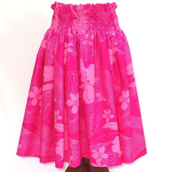 画像1: シングルパウスカート オーキッド柄 スカート丈７２cm ピンク (1)