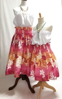 他の写真3: MAMARLINEシングルパウスカート 子供用55丈プリメリア柄 ピンク