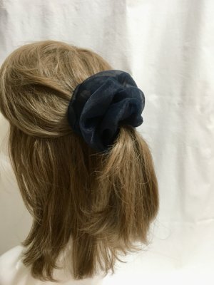 画像1: ハワイアン ヘアーアクセサリー ボリューム・シュシュ オーガンジー ネイビーブルー