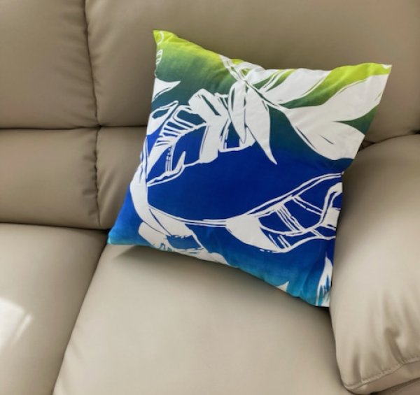 画像6: ハワイアン クッションカバー45CM ハイビスカス柄 ブルー (6)