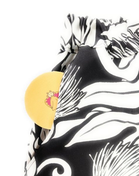 画像2: ハワイアン ファブリック シャーリングテーパードパンツ レフア柄 ブラック (2)