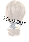 ハワイアン ヘアーアクセサリー ボリューム・シュシュ プリメリア柄 ブラック