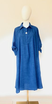 他の写真1: MAMARLINEセレクト 一つボタンのワンピース ブルー M-L