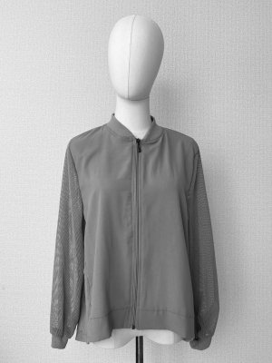 画像1: MAMARLINEセレクト ニットメッシュ・ジャケット グレー MーL