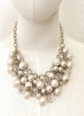 フェイクパール＆ビーズ ネックレス ネックレス全長46cm ホワイト