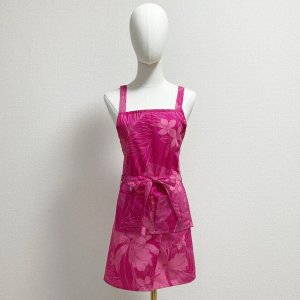 画像1: ハワイアン 多機能エプロン フリーサイズ オーキッド柄 ピンク