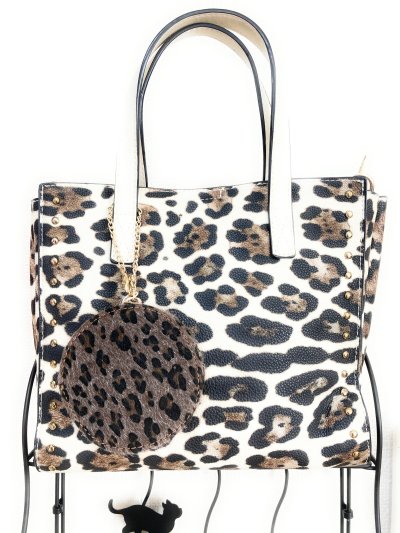 画像3: MAMARLINEセレクト ファッション・ポーチ ストラップ付き 豹柄 グレー