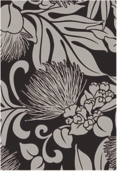 画像7: ハワイアン ファブリック シャーリングテーパードパンツ レフア柄 ブラック (7)