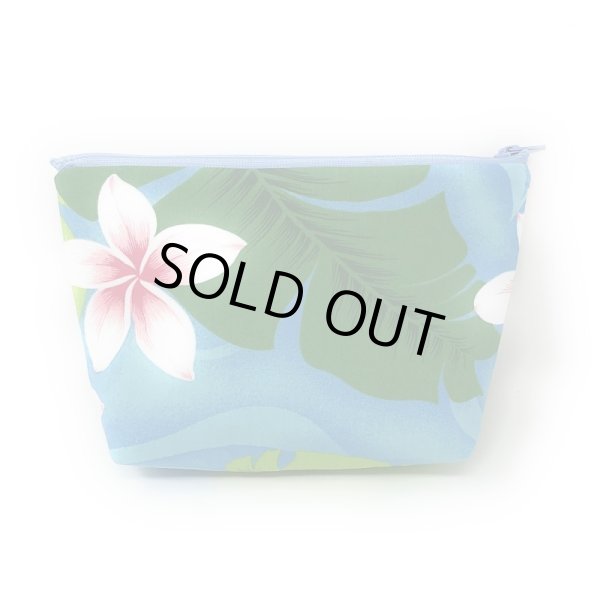 画像3: ハワイアン ファブリック ポーチ プリメリア柄 ブルー (3)