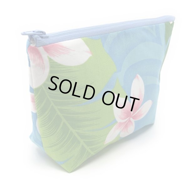 画像4: ハワイアン ファブリック ポーチ プリメリア柄 ブルー (4)