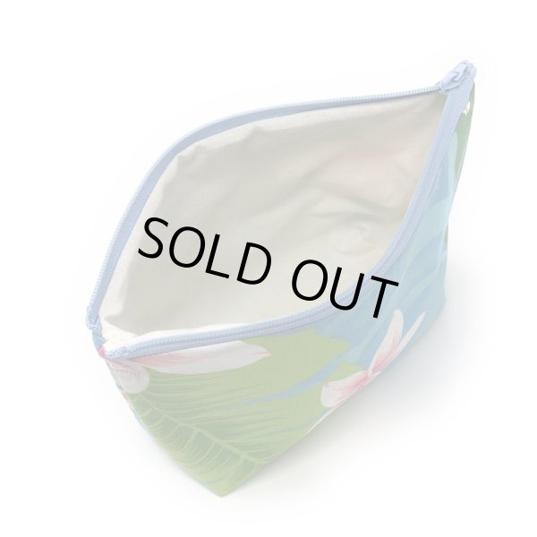 画像5: ハワイアン ファブリック ポーチ プリメリア柄 ブルー (5)