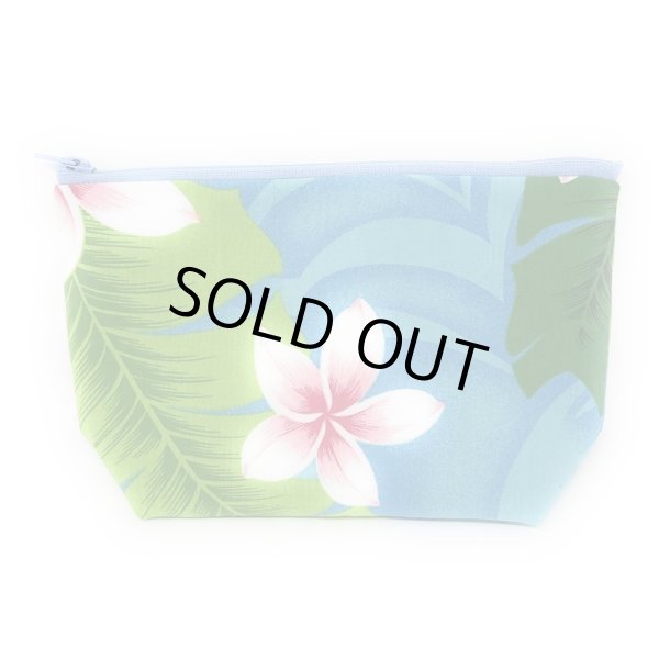 画像7: ハワイアン ファブリック ポーチ プリメリア柄 ブルー (7)