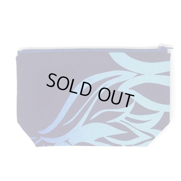 画像2: ハワイアン ファブリック ポーチ プロテア柄 ネイビー (2)