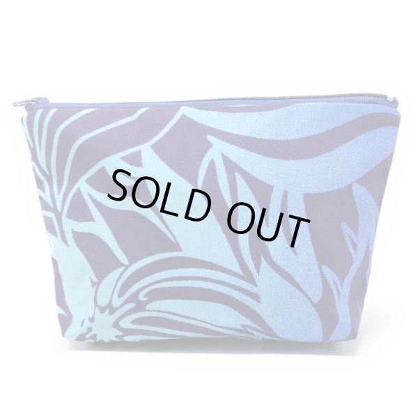 画像1: ハワイアン ファブリック ポーチ プロテア柄 ネイビー (1)