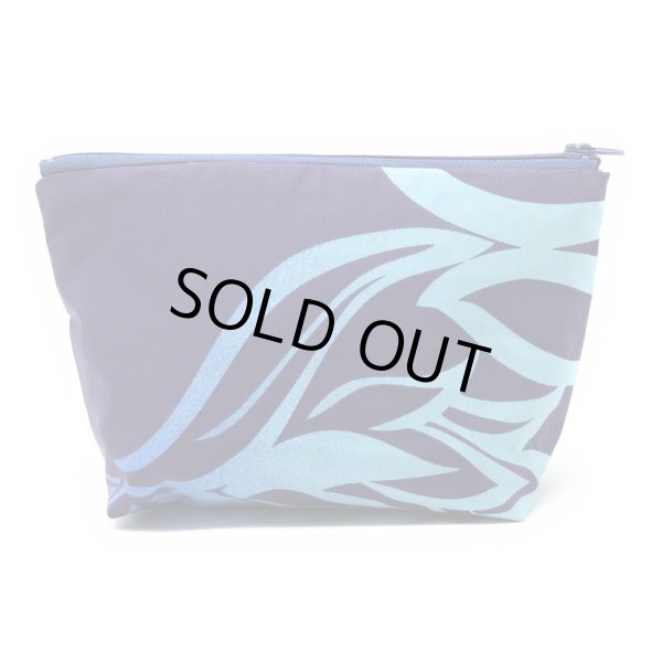 画像11: ハワイアン ファブリック ポーチ プロテア柄 ネイビー (11)