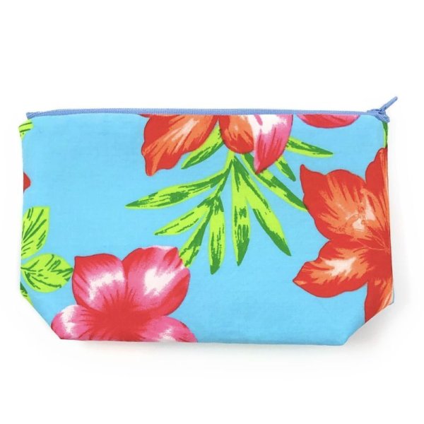 画像4: ハワイアン ファブリック ポーチ モハラ柄 ターコイズ (4)