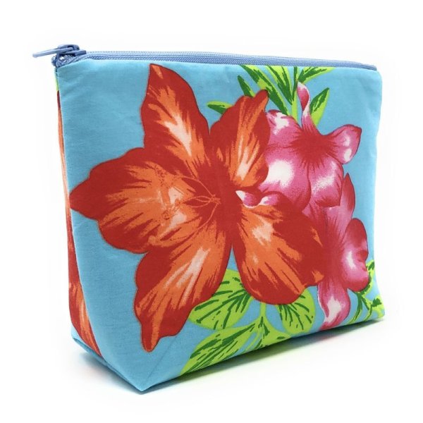 画像7: ハワイアン ファブリック ポーチ モハラ柄 ターコイズ (7)