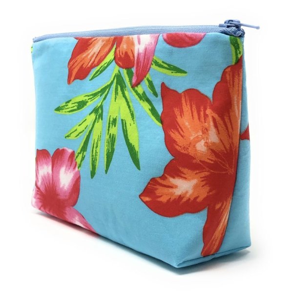 画像9: ハワイアン ファブリック ポーチ モハラ柄 ターコイズ (9)