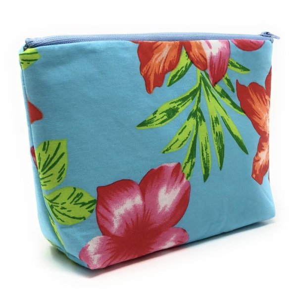 画像11: ハワイアン ファブリック ポーチ モハラ柄 ターコイズ (11)