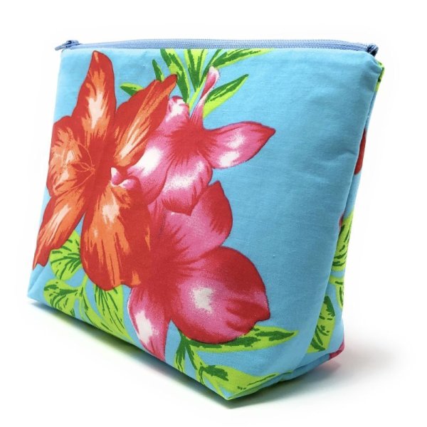 画像13: ハワイアン ファブリック ポーチ モハラ柄 ターコイズ (13)