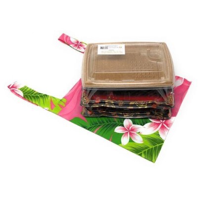 画像2: ハワイアン エコバッグ レジ袋型 お弁当サイズS プリメリア柄 ピンク