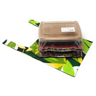 画像2: ハワイアン エコバッグ レジ袋型 お弁当サイズS マイア柄 グリーン