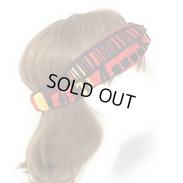 画像2: ハワイアン ファブリック ターバン・ヘアバンド カヒコ柄 YELLOW/BLACK (2)