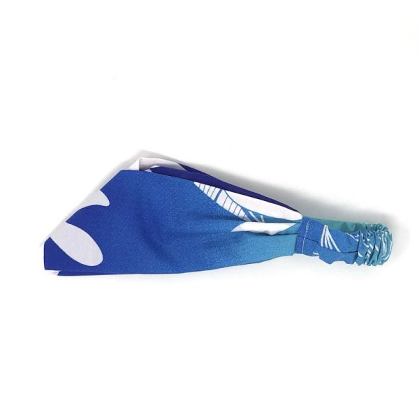 画像9: MAMARLINE（ママーライン） ハワイアン ファブリック ターバン・ヘアバンド ティアレ柄 ブルー グラーデーション (9)