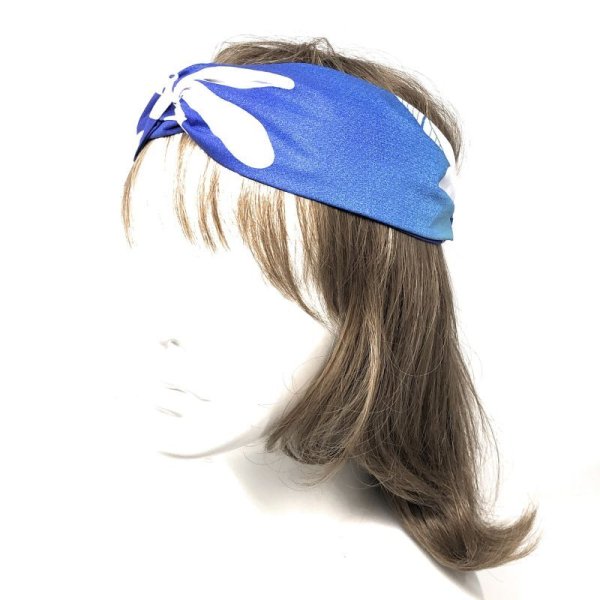 画像5: MAMARLINE（ママーライン） ハワイアン ファブリック ターバン・ヘアバンド ティアレ柄 ブルー グラーデーション (5)