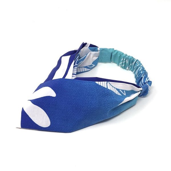 画像11: MAMARLINE（ママーライン） ハワイアン ファブリック ターバン・ヘアバンド ティアレ柄 ブルー グラーデーション (11)