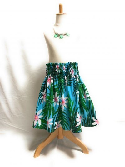 画像1: シングルパウスカート スカートスカート丈７４cm ティアレ柄 ターコイズ