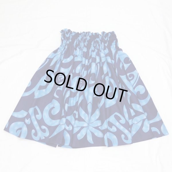 画像1: シングルパウスカート カヒコ柄 スカート丈７２cm ブルー パターンe