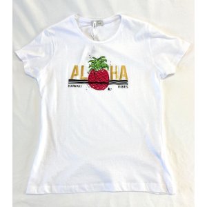 画像: MAMARLINEセレクト　ALOHA イタリアTシャツ ホワイト　フリーサイズ 