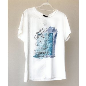画像: MAMARLINEセレクト おしゃれTシャツ ブルー L〜LL