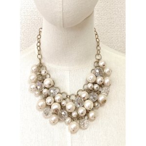 画像: フェイクパール＆ビーズ ネックレス ネックレス全長46cm ホワイト