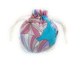画像: ハワイアンファブリック セルクル巾着袋 ハイビスカス柄 ティール