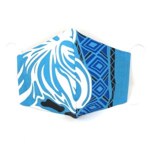 画像: ハワイアン ファッション マスク（3D扇型・蒸れにくい・ファンデーション対策対応） カヒコ柄 ブルー Lサイズ