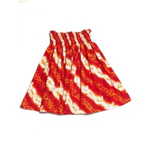 画像: シングルパウスカート スカート丈７４cm プリメリア・レイ柄 レッド