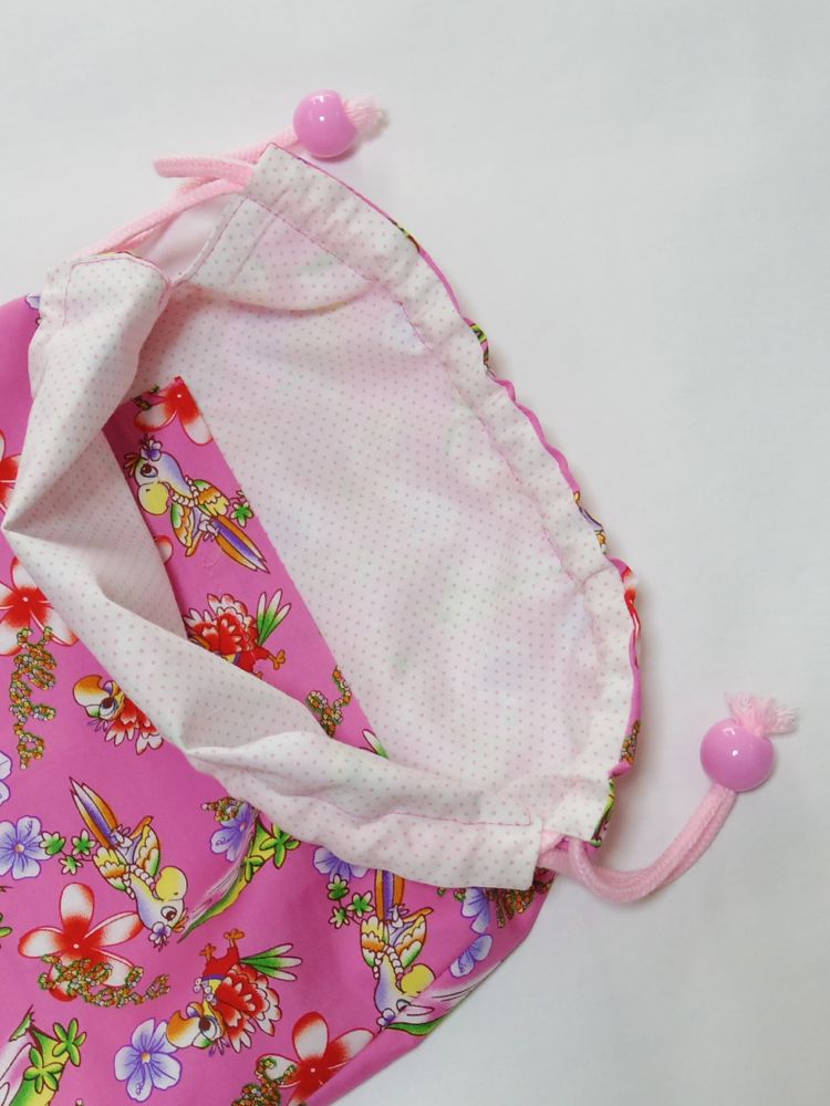 画像4: ハワイアン巾着袋（内ポケット付） ピンク
