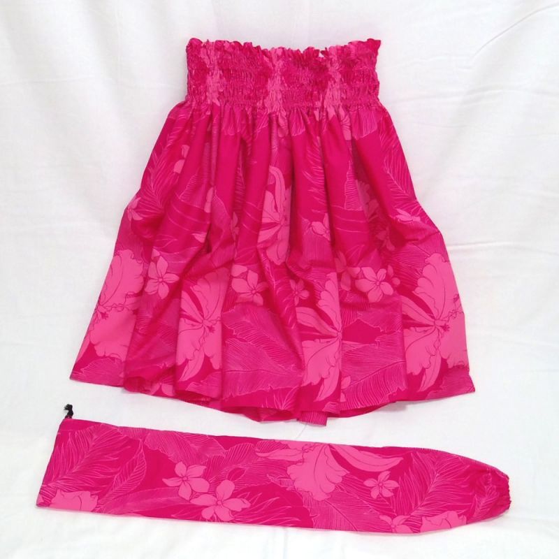 画像: シングルパウスカート オーキッド柄 スカート丈７２cm ピンク
