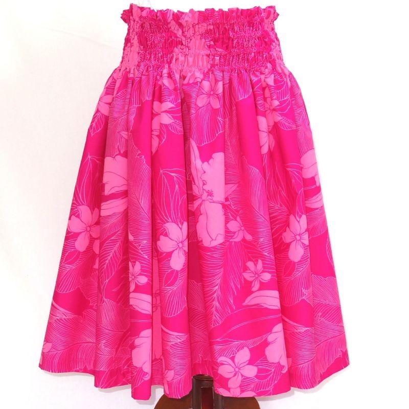 画像1: シングルパウスカート オーキッド柄 スカート丈７２cm ピンク