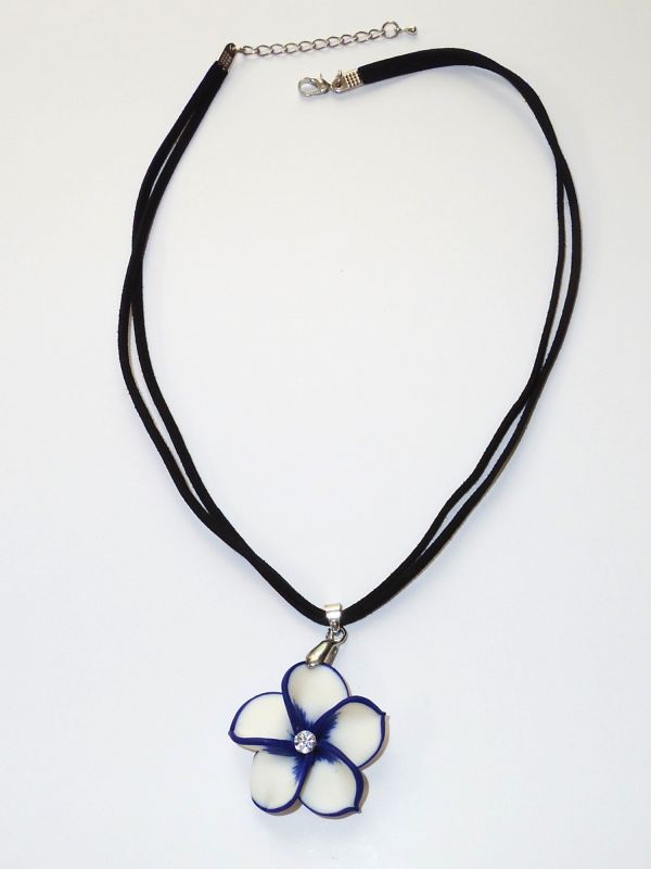 画像1: ハワイアン アクセサリー カラフル プリメリアネックレス ネックレス全長４３cm ホワイト・ブルー
