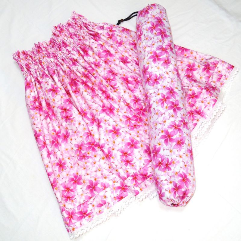 画像: シングルパウスカート プリメリア柄 スカート丈７４cm 裾フリル仕上げ ピンク