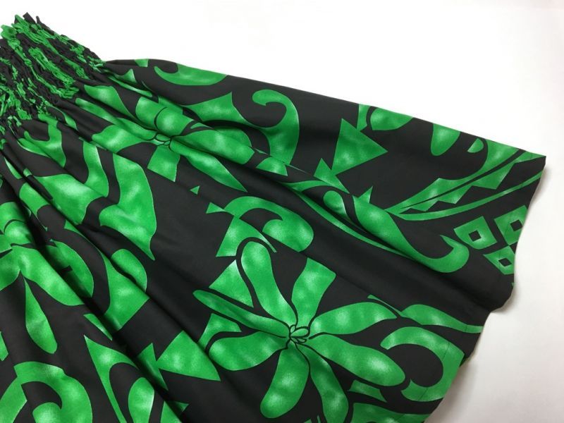 画像2: シングルパウスカート カヒコ柄 スカート丈７０cm グリーン
