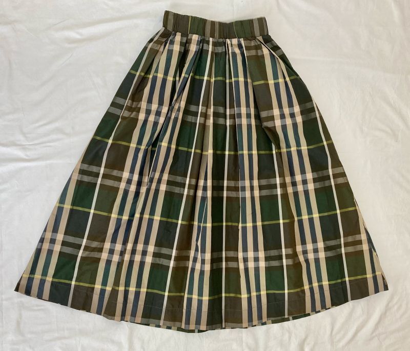 画像2: MAMARLINEセレクト タックギャザー・スカート フリーサイズ チェック柄 カーキー